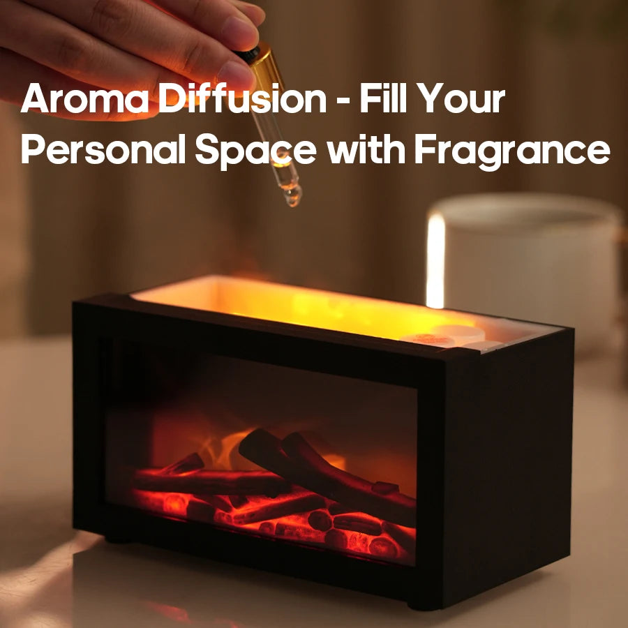Mini Flame Fireplace Aroma Diffuser 140ml Home Air Humidifier Mist