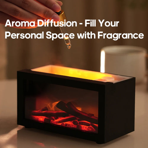 Mini Flame Fireplace Aroma Diffuser 140ml Home Air Humidifier Mist